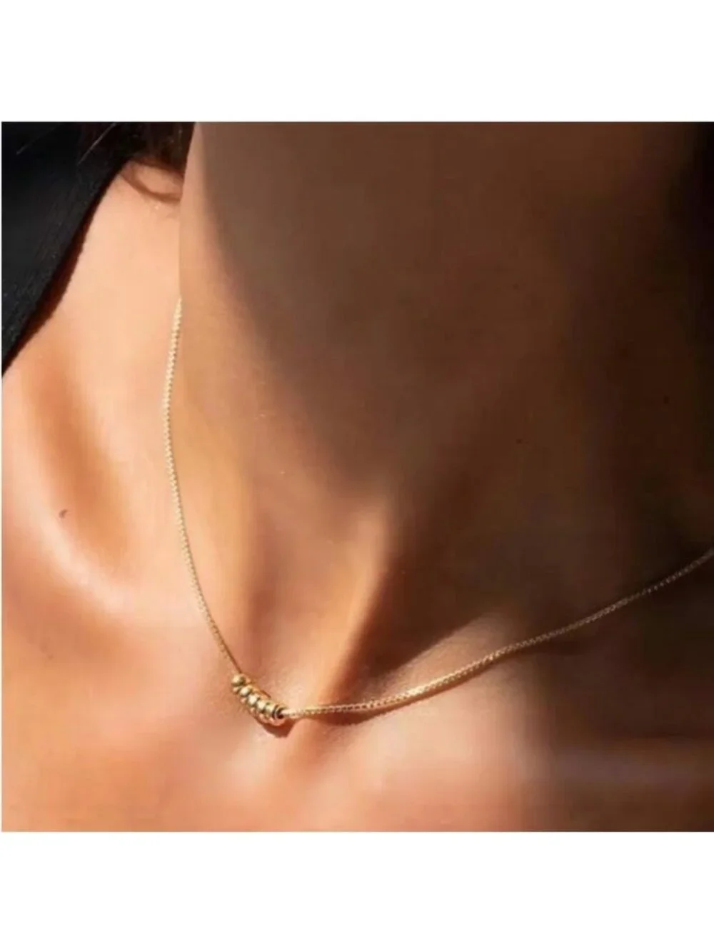 New! Gold Bead Charm Necklace (3028) NWOT